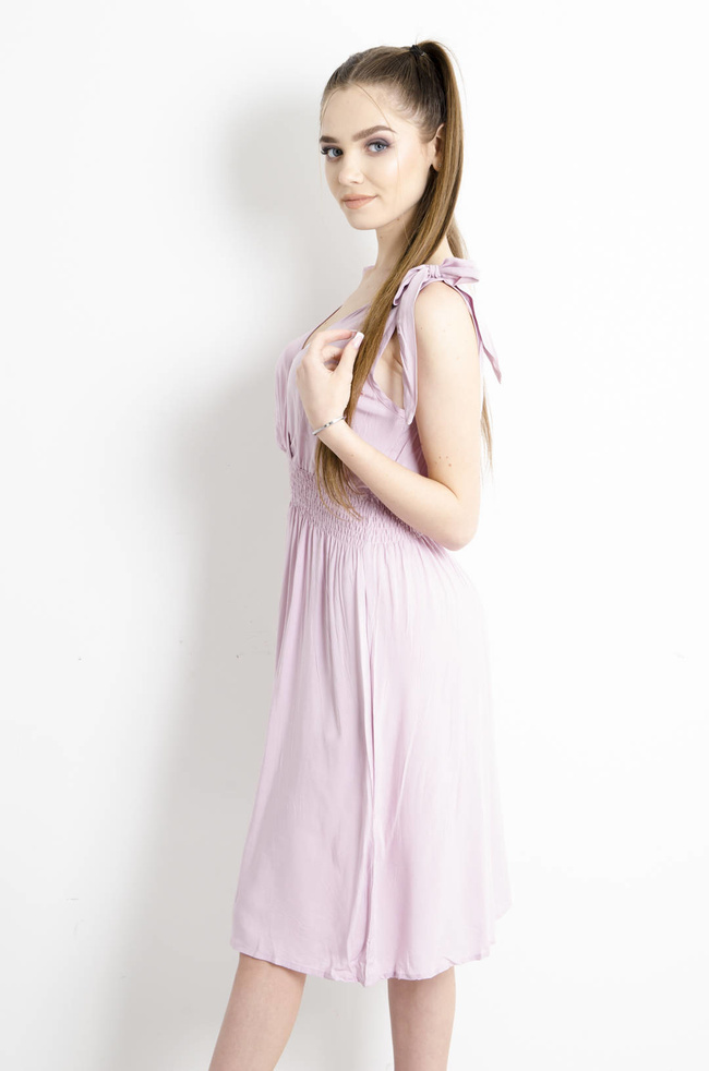 SUKIENKA Z WIĄZANIAMI PRZY RĘKAWACH- RÓŻOWA