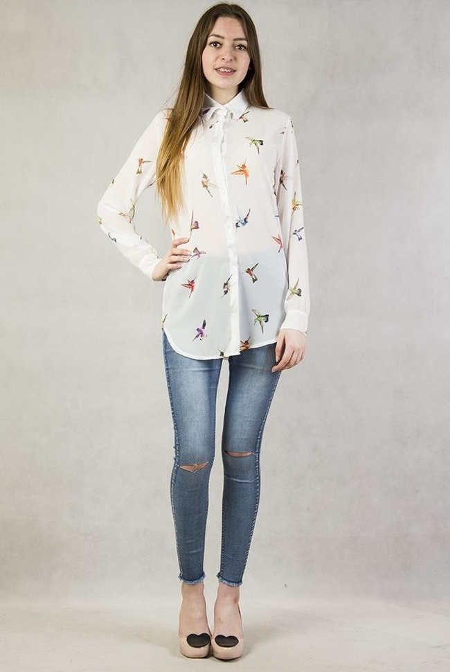 Koszula w kolorowe ptaki