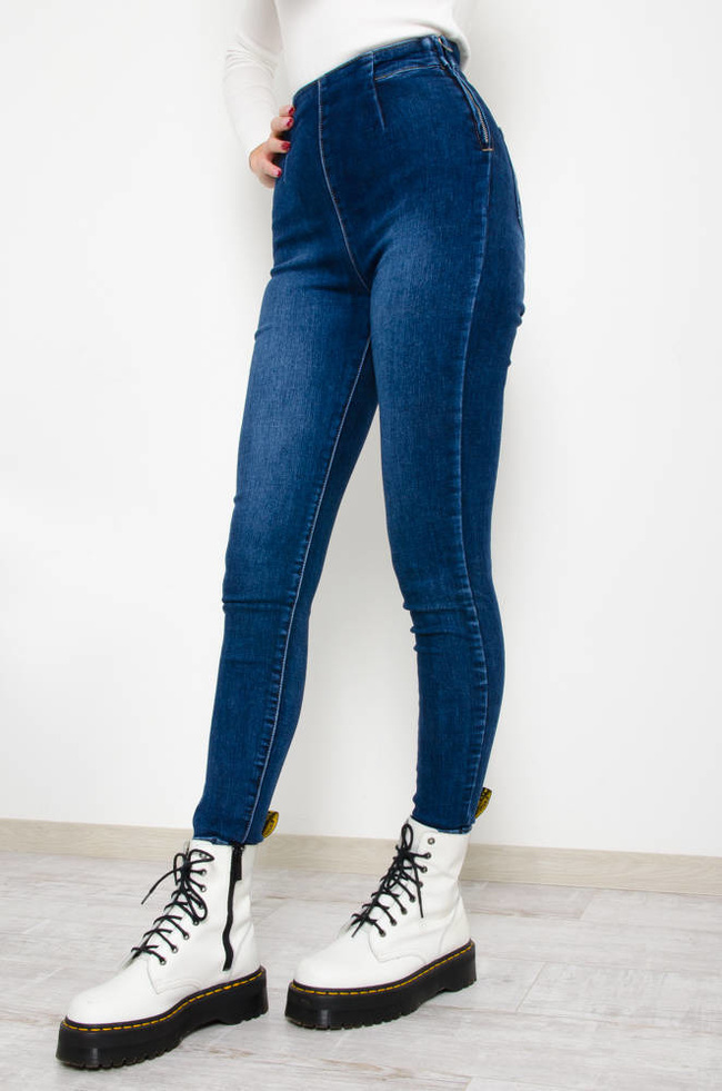 CIEMNO JEANSOWE SPODNIE MODELUJĄCE Z WYSOKIM STANEM