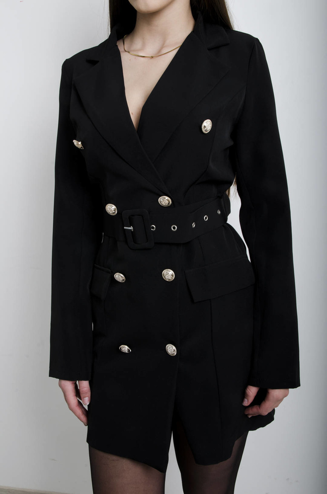 SUKIENKA CZARNA MARYNARKA Z PASKIEM 