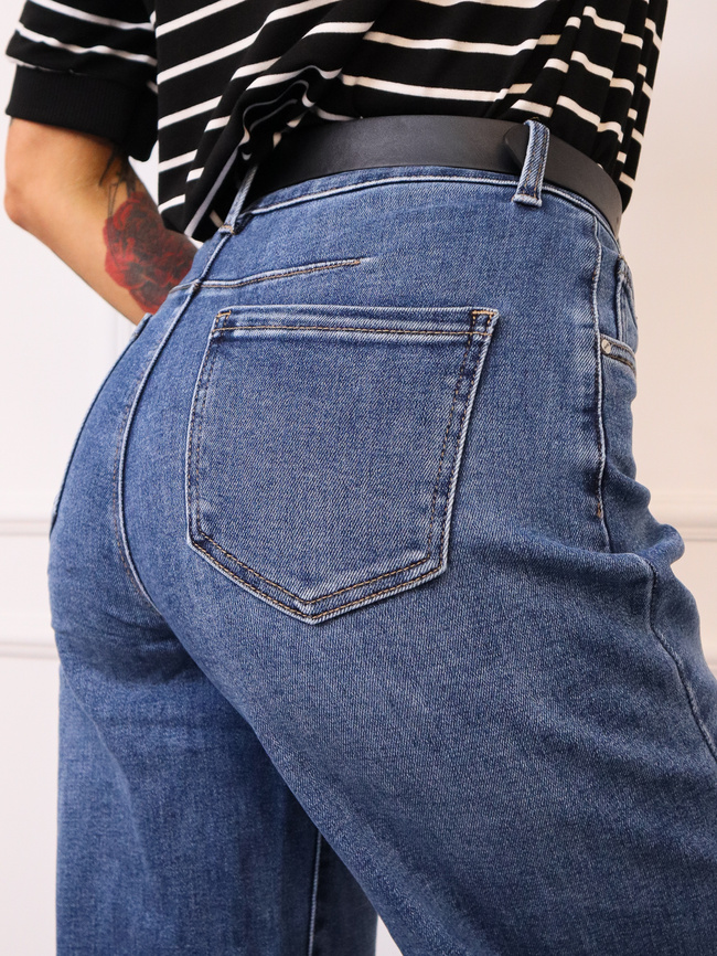 SPODNIE JEANSOWE Z SZEROKIMI NOGAWKAMI+ PASEK