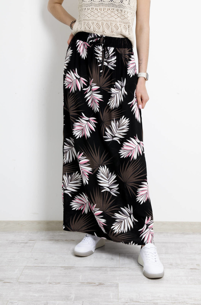 SPÓDNICA WZORZYSTA MAXI-CZARNA 