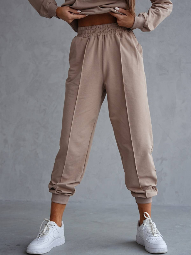 KOMPLET BAWEŁNIANY BLUZA Z SZNURKAMI+SPODNIE- BRĄZOWY