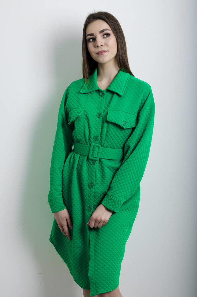 PŁASZCZ PIKOWANY ZIELONY