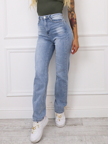 SPODNIE JEANSOWE Z PROSTĄ NOGAWKĄ- JASNO NIEBIESKIE