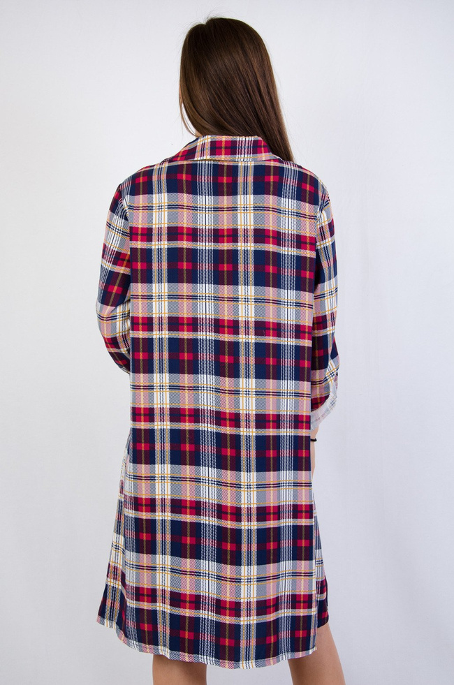 Tunika w kratę zapinana na guziki