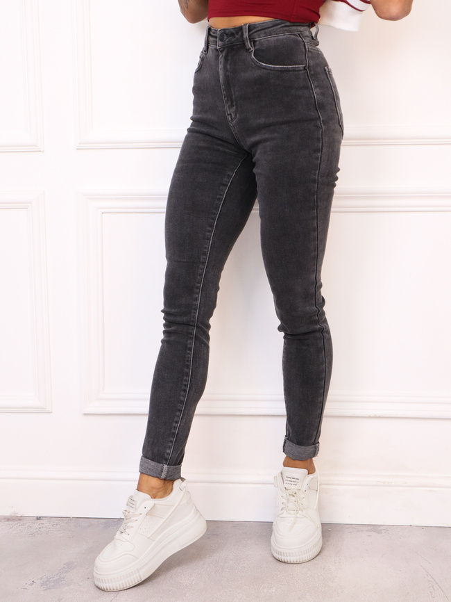 SPODNIE JEANSOWE SKINNY DLA WYSOKICH- SZARE