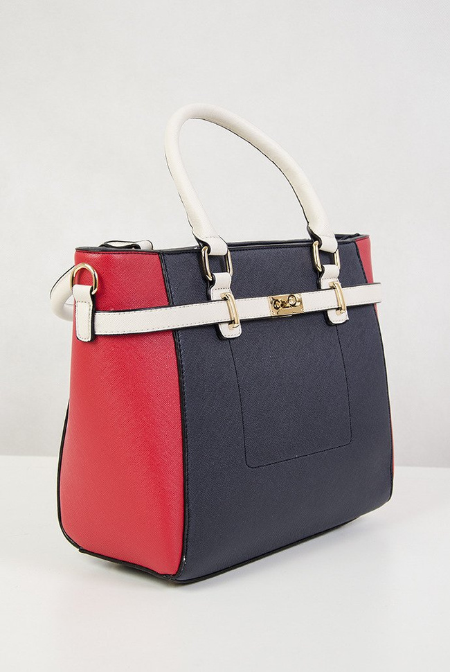 Torebka  czerwono granatowa z kremową rączką typu shoppper