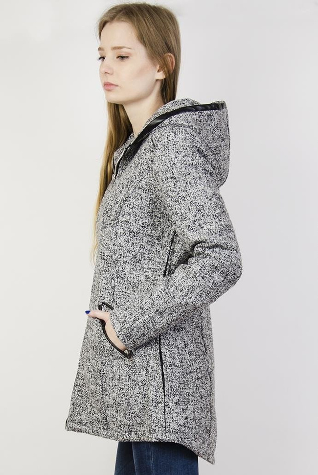 Jasnoszary płaszcz zapinany na zamek