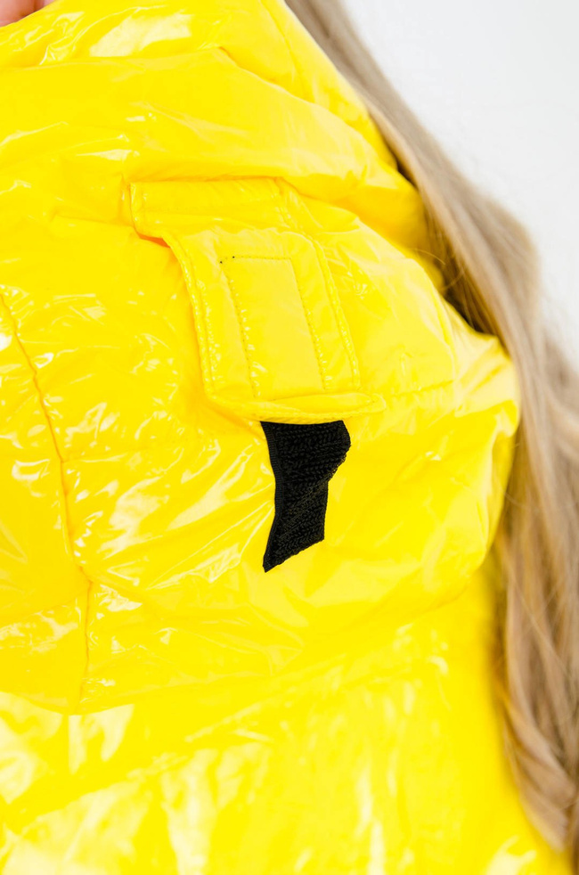 ŻÓŁTA WINYLOWA KURTKA Z KAPTUREM OVERSIZE