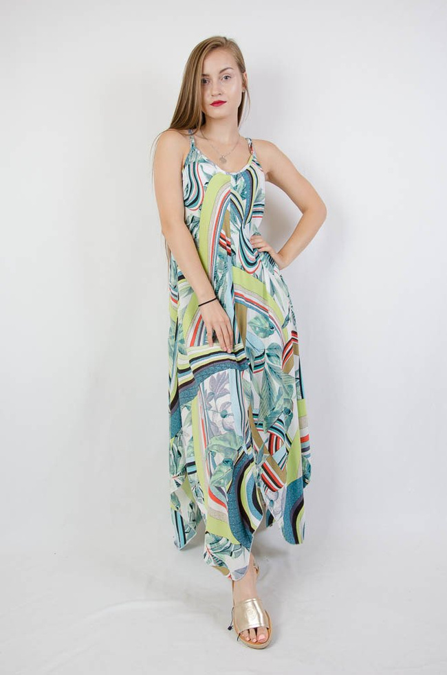 ASYMETRYCZNA SUKIENKA NA CIENKICH RAMIĄCZKACH