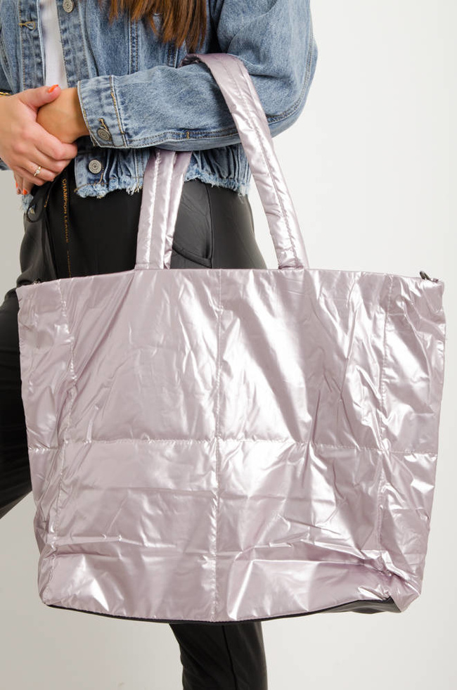 DUŻA PIKOWANA TORBA TYPU SHOPPER- RÓŻOWA