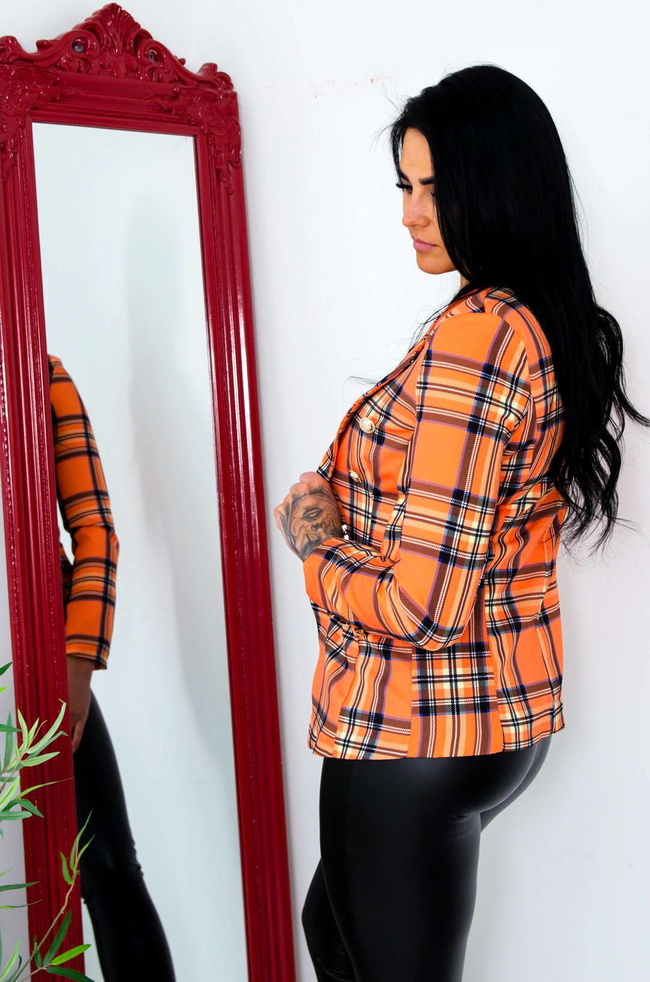 POMARAŃCZOWA MARYNARKA W KRATĘ