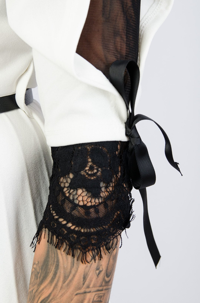 BIAŁA SUKIENKA MIDI Z PLISOWANYM DOŁEM + PASEK 