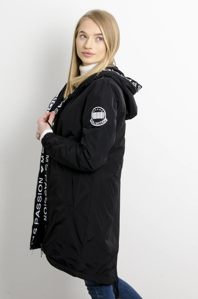 KURTKA PARKA Z KAPTUREM W KOLORZE CZARNYM