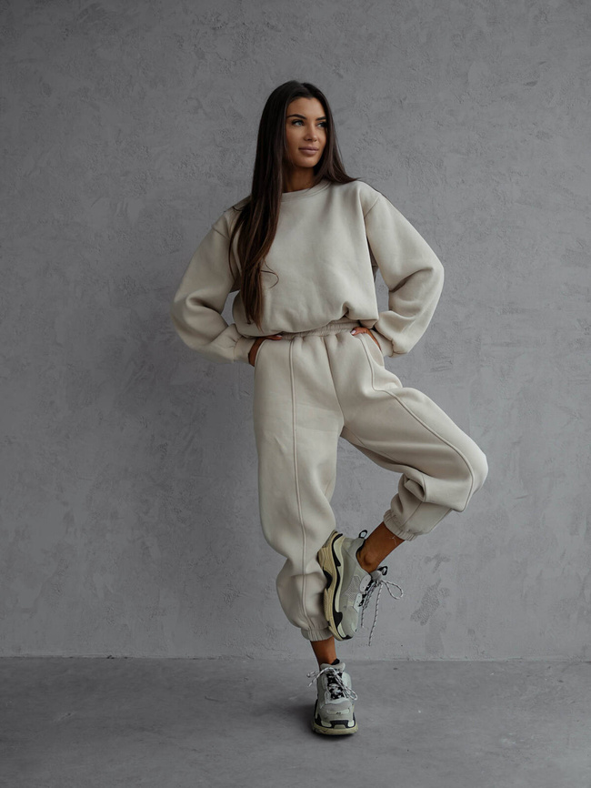 KOMPLET DRESOWY BLUZA+ SPODNIE- BEŻOWY