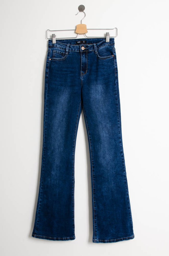 NIEBIESKIE SPODNIE JEANSOWE DZWONY- SZEROKA NOGAWKA