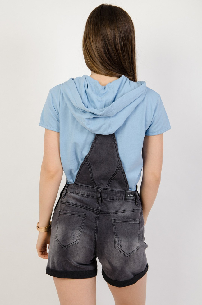 Ciemno szare ogrodniczki z szarpaniami