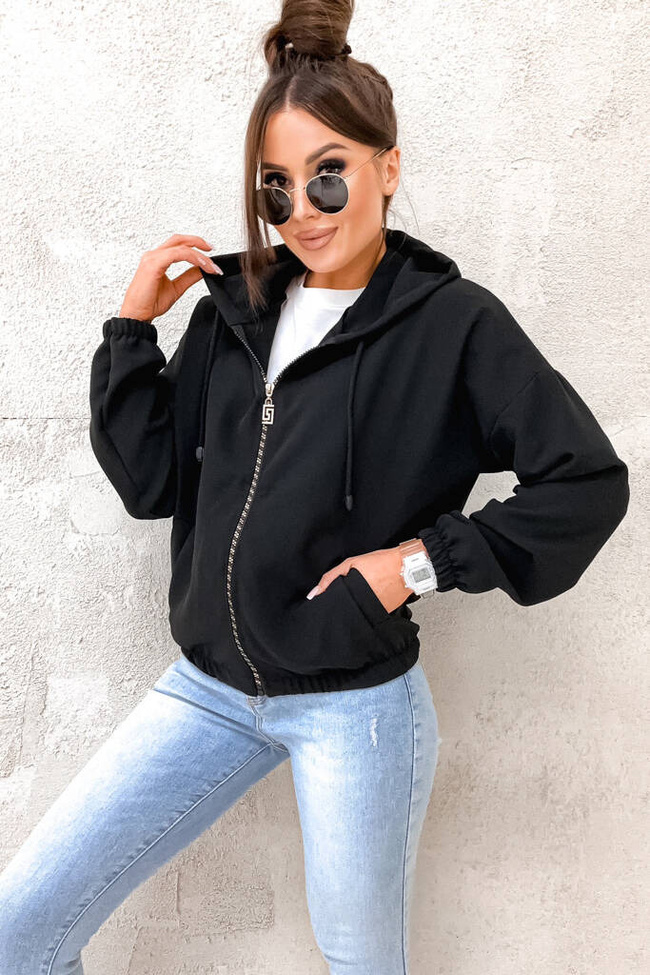 BLUZA BOMBERKA ZE ZŁOTYM ZAMKIEM- CZARNA