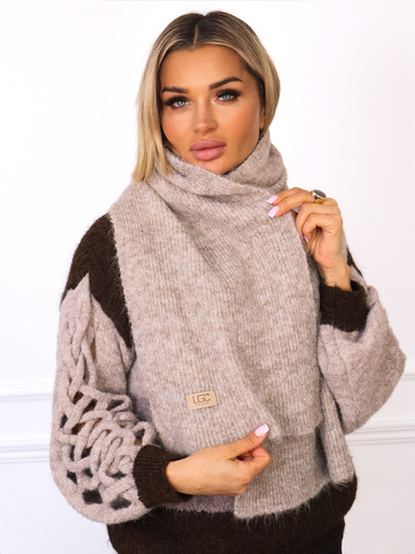 SZAL DZIANINOWY Z DOMIESZKĄ WEŁNY ORAZ LOGO- FANGO