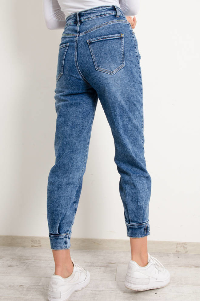 SPODNIE JEANSOWE Z ZAPIĘCIEM NA DOLE NOGAWKI- WYSOKI STAN