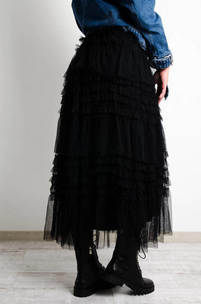 DŁUGA CZARNA SPÓDNICA TIULOWA