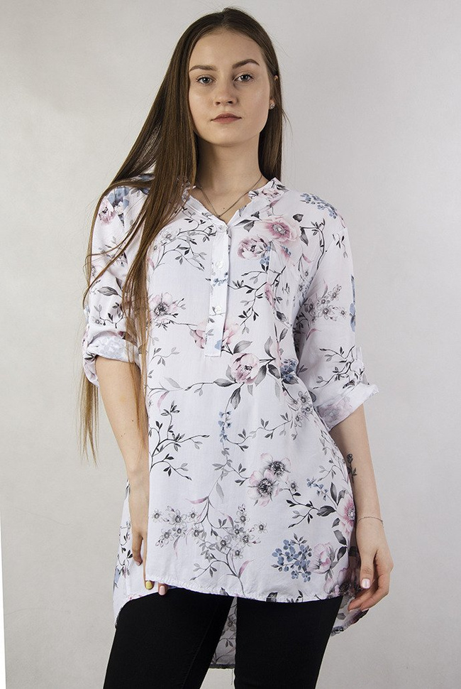 Biała koszula w kwiaty