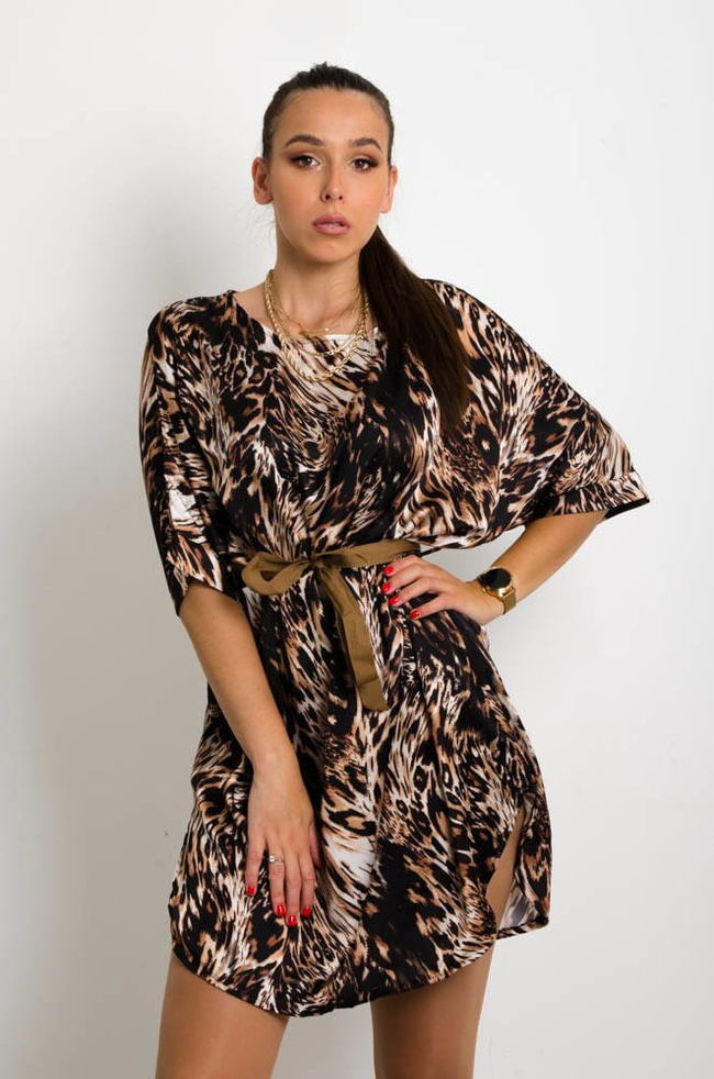 SATYNOWA SUKIENKA NIETOPERZ -WZÓR TYGRYSI