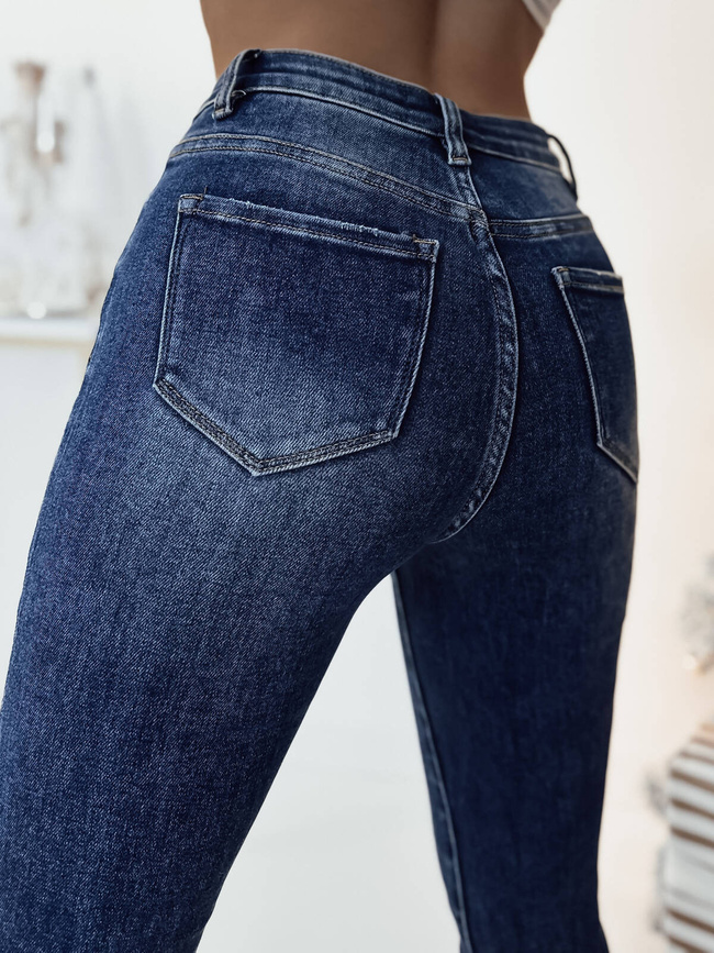 SPODNIE JEANSOWE SKINNY Z WYSOKIM STANEM- GRANATOWE