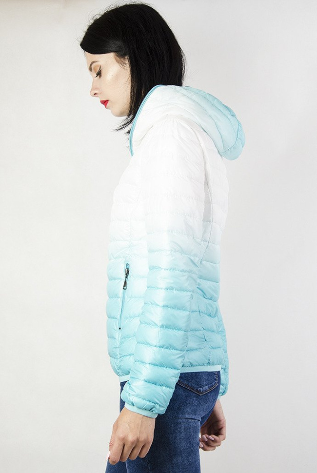 Kurtka pikowana biało-zielona