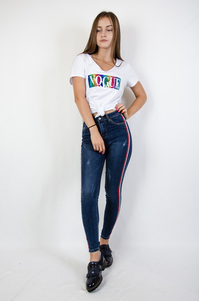 Spodnie jeansowe z lampasami