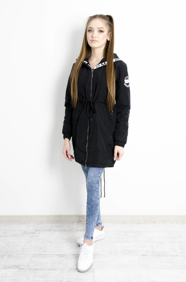 KURTKA PARKA Z KAPTUREM W KOLORZE CZARNYM