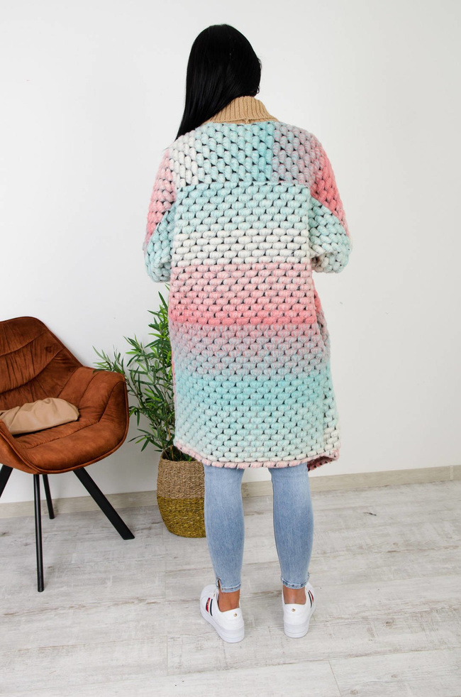 WIOSENNA NARZUTKA MULTICOLOR Z BRĄZOWYM ŚCIĄGACZEM-ZIELONA