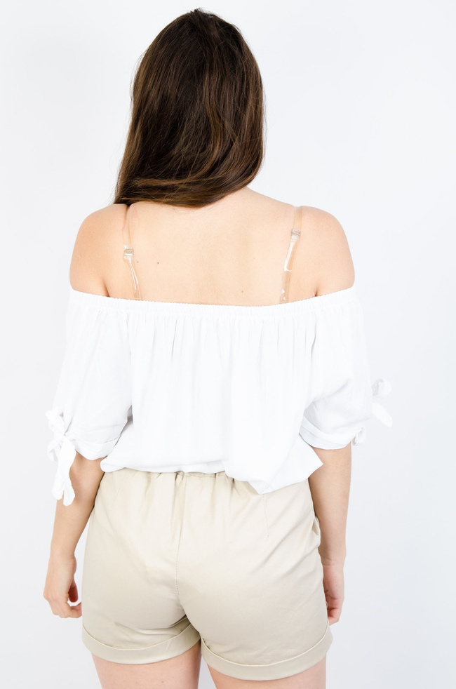 BIAŁA BLUZKA Z GUMĄ W DEKOLCIE