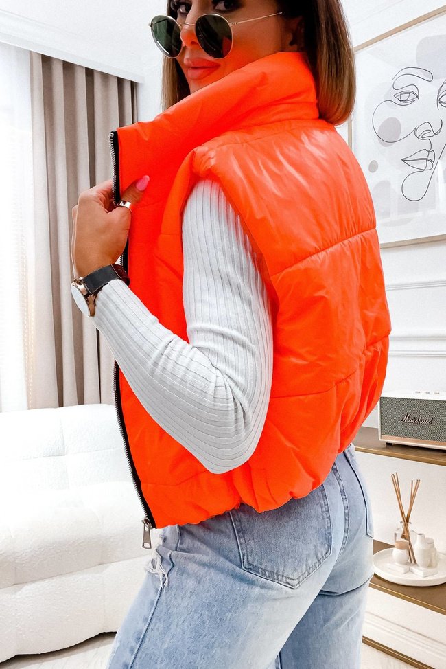 KAMIZELKA PIKOWANA KRÓTKA- POMARAŃCZOWA