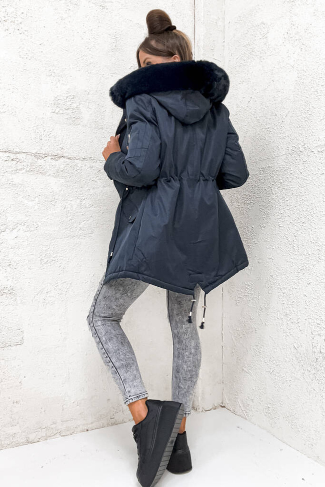 GRANATOWA KURTKA PARKA ZIMOWA