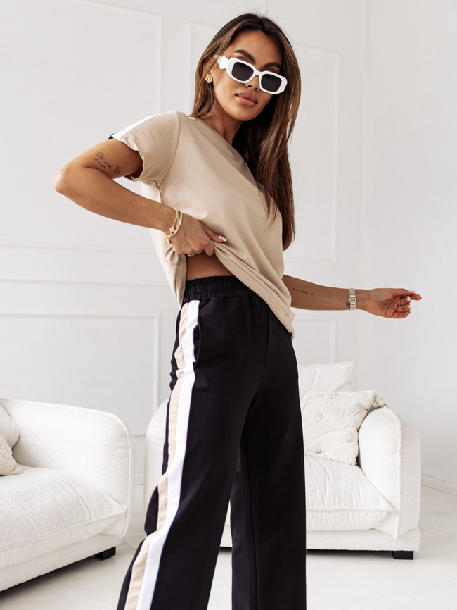 KOMPLET DRESOWY Z LAMPASAMI- BEŻOWY