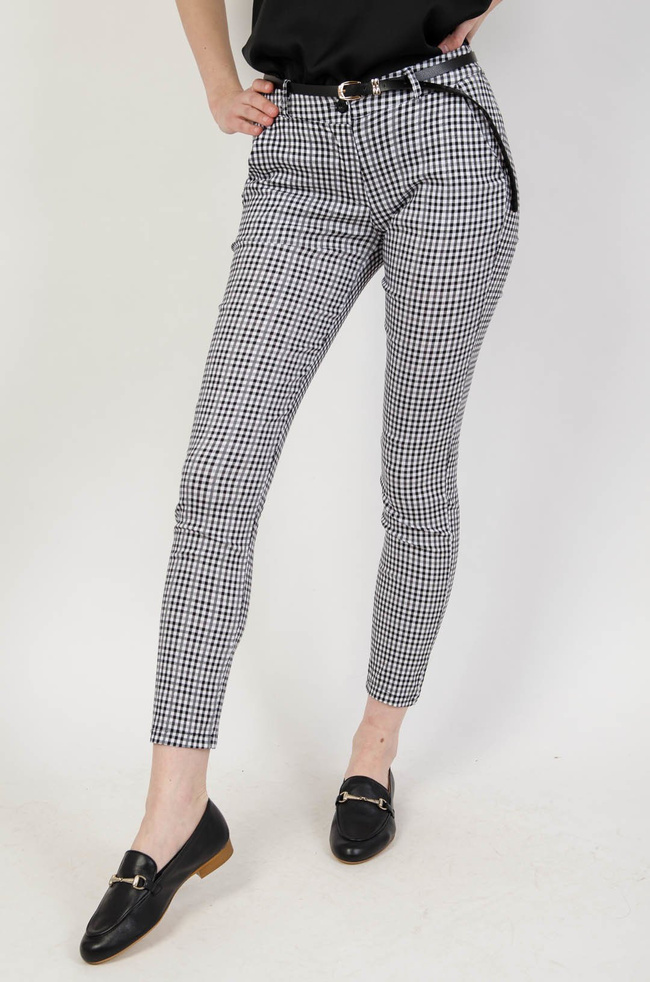 Eleganckie spodnie w pepitkę + pasek
