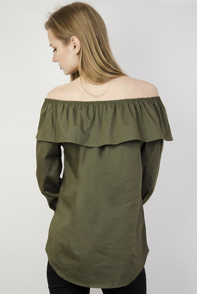 Koszula zielona z hiszpańskim dekoltem