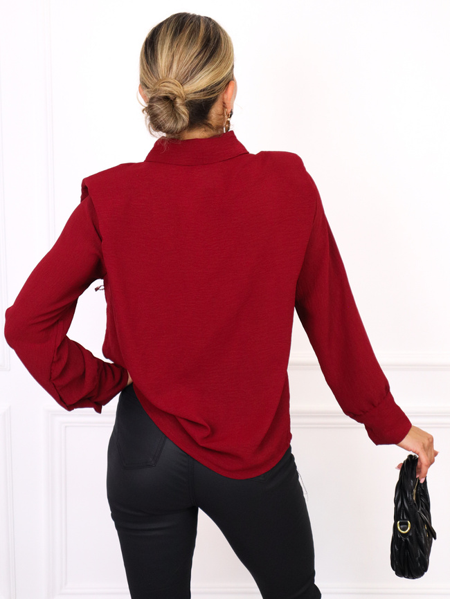 KOSZULA Z PODUSZKAMI NA RAMIONACH- BORDOWA