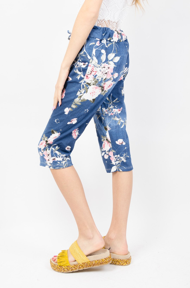 NIEBIESKIE RYBACZKI DRESOWE W KWIATY