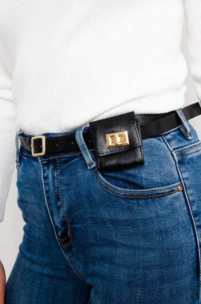 NIEBIESKIE SPODNIE JEANSOWE Z PASKIEM W ZESTAWIE-WYSOKI STAN