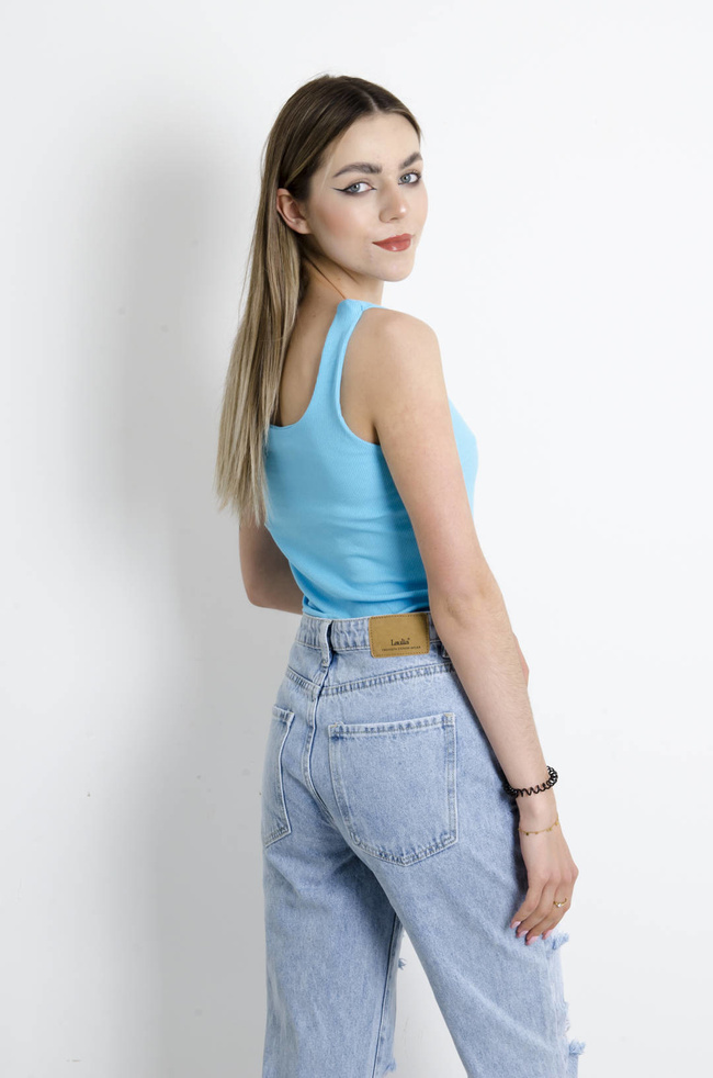 BODY PRĄŻKOWANE Z APLIKACJĄ- NIEBIESKIE