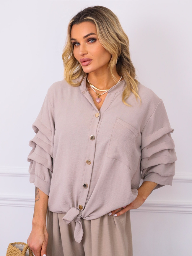 BLUZKA ZE ZŁOTYMI GUZIKAMI I RĘKAWEM FALBANĄ- FANGO