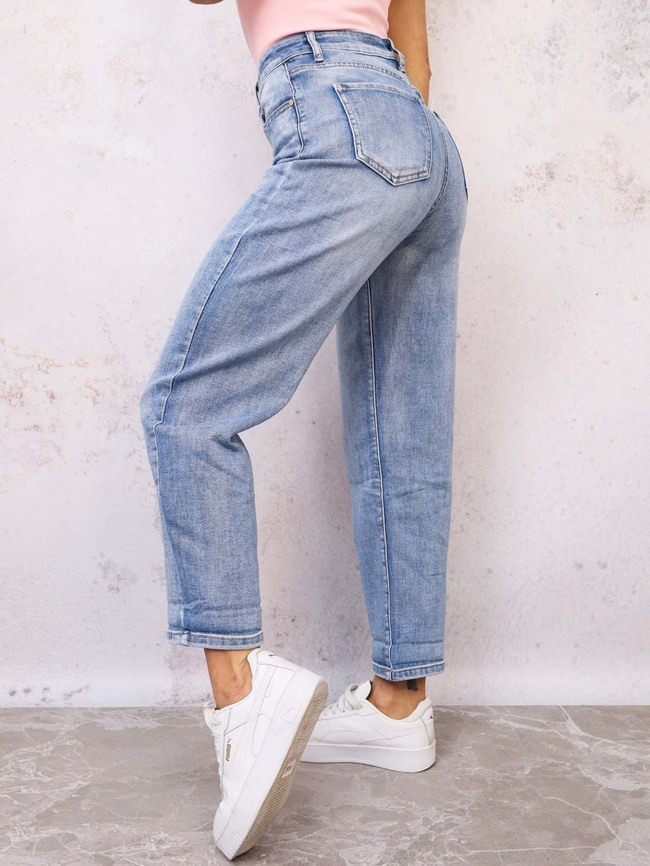 JASNE SPODNIE JEANSOWE MOM FIT Z WYSOKIM STANEM