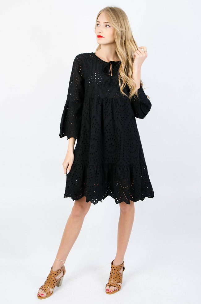 CZARNA AŻUROWA SUKIENKA