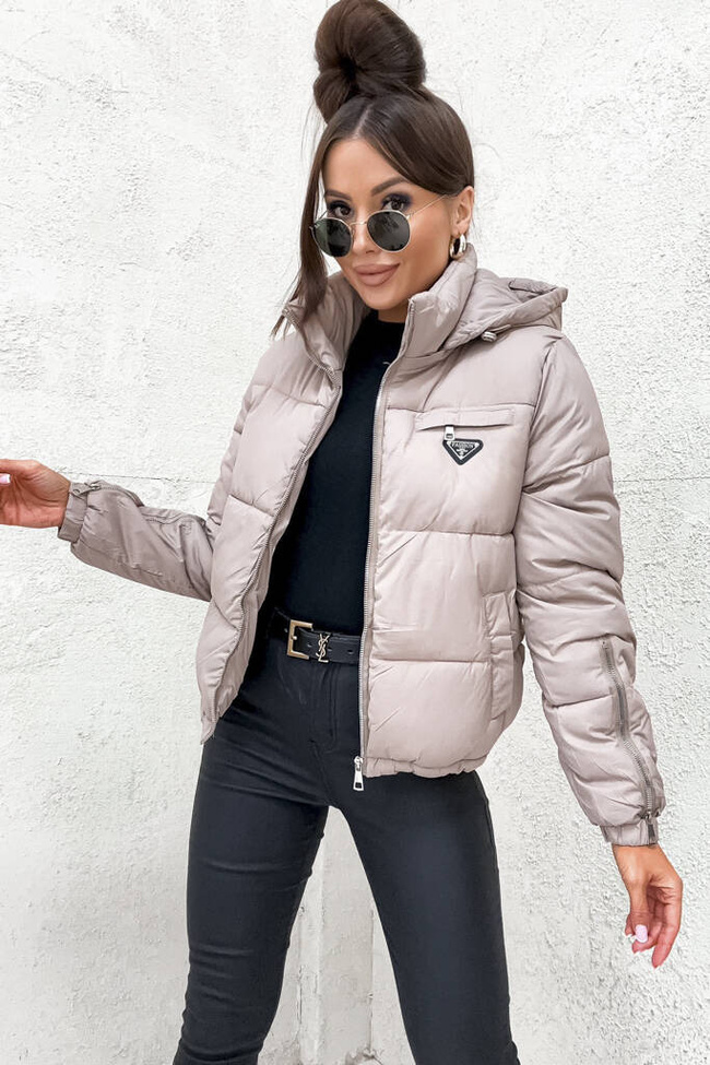 BEŻOWA KURTKA PUFFER+ TOREBKA