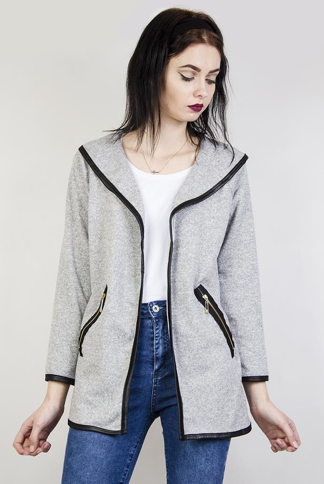 Jasnoszara narzuta ze złotymi zamkami