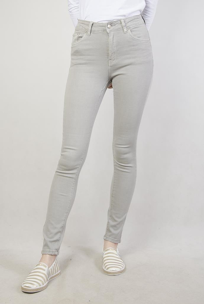 Jasnoszare spodnie przylegające z wysokim stanem