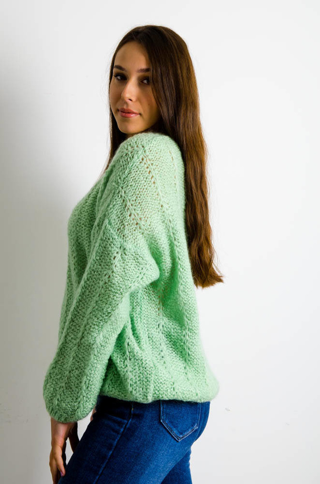 ZIELONY LUŻNY SWETER OVERSIZE